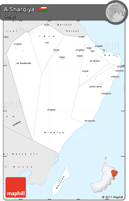 Silver Style Simple Map of a Sharqiya