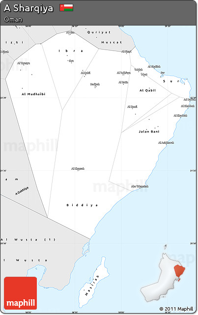 Silver Style Simple Map of a Sharqiya