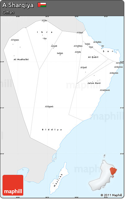 Silver Style Simple Map of a Sharqiya, single color outside