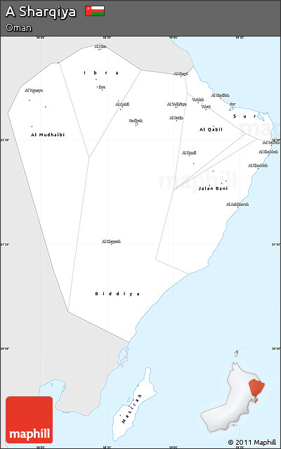 Silver Style Simple Map of a Sharqiya, single color outside