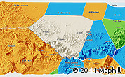 Shaded Relief 3D Map of A Rustaq, political outside