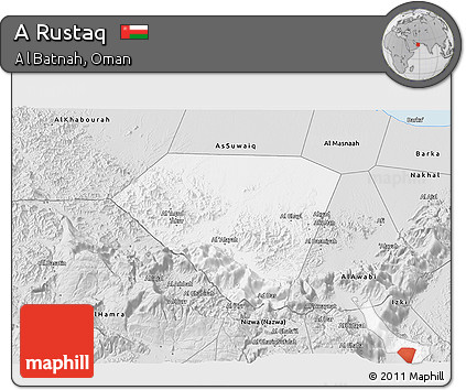 Silver Style 3D Map of a Rustaq