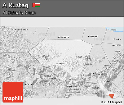 Silver Style 3D Map of a Rustaq