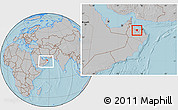 Gray Location Map of A Rustaq, within the entire country, hill shading