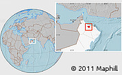 Gray Location Map of A Rustaq, highlighted country, hill shading