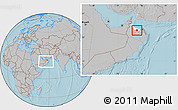 Gray Location Map of A Rustaq, highlighted parent region, within the entire country, hill shading