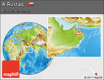 Physical Location Map of a Rustaq, within the entire country