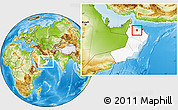 Physical Location Map of A Rustaq, highlighted country, within the entire country