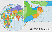Political Location Map of A Rustaq, within the entire country