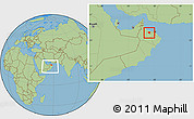 Savanna Style Location Map of A Rustaq, within the entire country