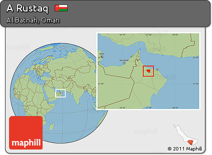 Savanna Style Location Map of a Rustaq