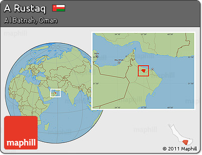 Savanna Style Location Map of a Rustaq