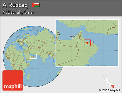 Savanna Style Location Map of a Rustaq