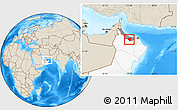 Shaded Relief Location Map of A Rustaq, highlighted country, highlighted parent region