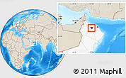 Shaded Relief Location Map of A Rustaq, highlighted country