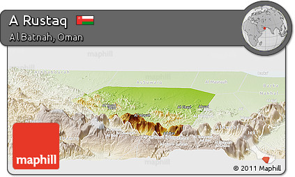 Physical Panoramic Map of a Rustaq, lighten