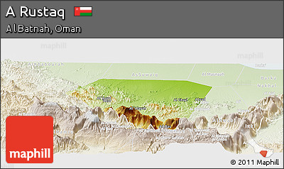 Physical Panoramic Map of a Rustaq, lighten