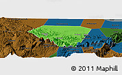 Political Panoramic Map of A Rustaq, darken