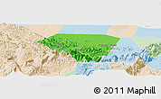 Political Panoramic Map of A Rustaq, lighten
