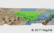 Political Panoramic Map of A Rustaq, semi-desaturated