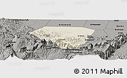 Shaded Relief Panoramic Map of A Rustaq, darken, semi-desaturated
