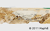 Shaded Relief Panoramic Map of A Rustaq, satellite outside