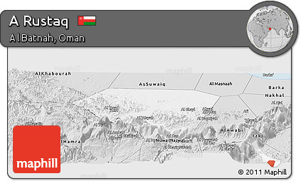 Silver Style Panoramic Map of a Rustaq