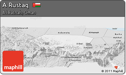 Silver Style Panoramic Map of a Rustaq