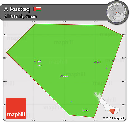 Political Simple Map of a Rustaq, cropped outside
