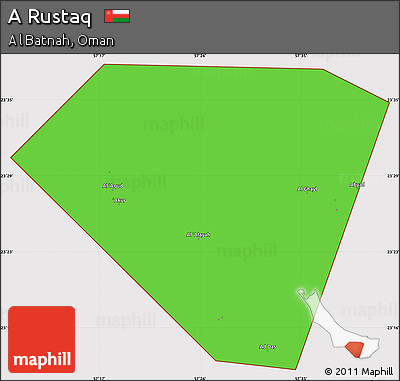 Political Simple Map of a Rustaq, cropped outside