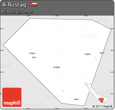Silver Style Simple Map of a Rustaq, cropped outside