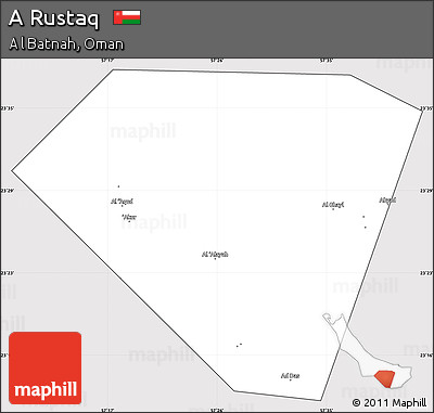 Silver Style Simple Map of a Rustaq, cropped outside