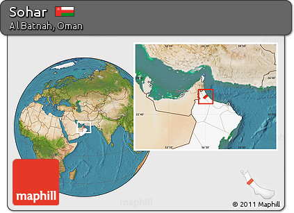 Satellite Location Map of Sohar, highlighted country