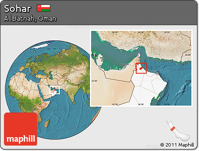 Satellite Location Map of Sohar, highlighted country