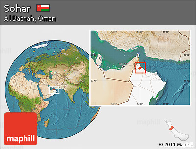 Satellite Location Map of Sohar, highlighted country