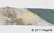 Satellite Panoramic Map of Sohar, semi-desaturated