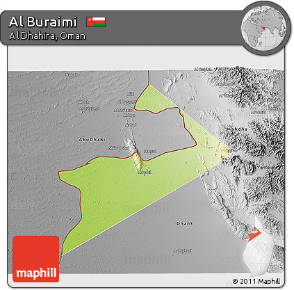 Physical 3D Map of Al Buraimi, desaturated