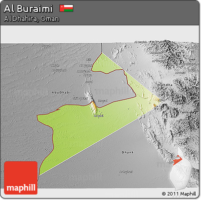 Physical 3D Map of Al Buraimi, desaturated