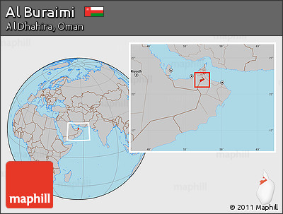 Gray Location Map of Al Buraimi, within the entire country