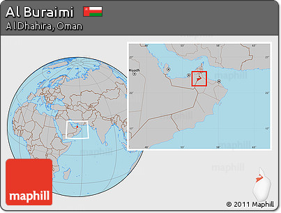 Gray Location Map of Al Buraimi, within the entire country