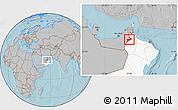Gray Location Map of Al Buraimi, highlighted country, hill shading