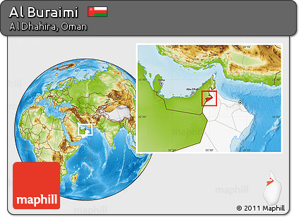Physical Location Map of Al Buraimi, highlighted country
