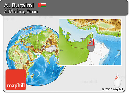 Physical Location Map of Al Buraimi, highlighted country, highlighted parent region