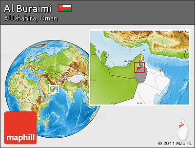 Physical Location Map of Al Buraimi, highlighted country, highlighted parent region