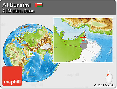 Physical Location Map of Al Buraimi, highlighted country, highlighted parent region