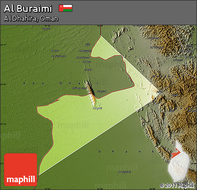 Physical Map of Al Buraimi, darken