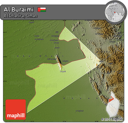 Physical Map of Al Buraimi, darken