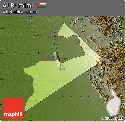 Physical Map of Al Buraimi, darken