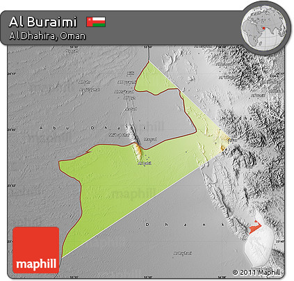 Physical Map of Al Buraimi, desaturated