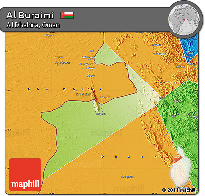 Physical Map of Al Buraimi, political outside